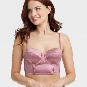 Auden Dusty Rose Longline Satin Balconette Bra